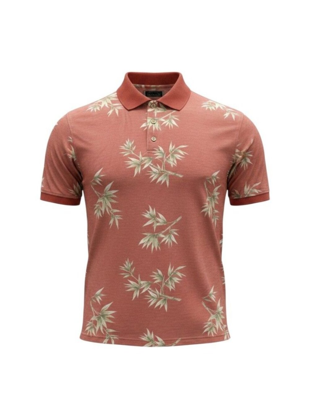Field & Stream Mens Bamboo Print Polo Shirt Rust Color Size L
